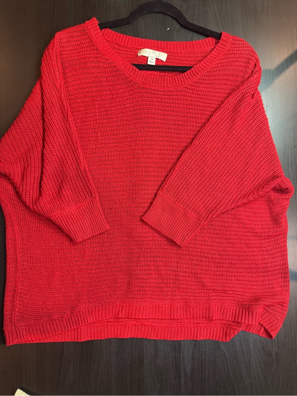 Misia Bold Red Crewneck Knit Sweater
